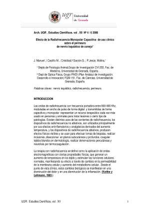Radiofrecuencia en perineuro de conejo